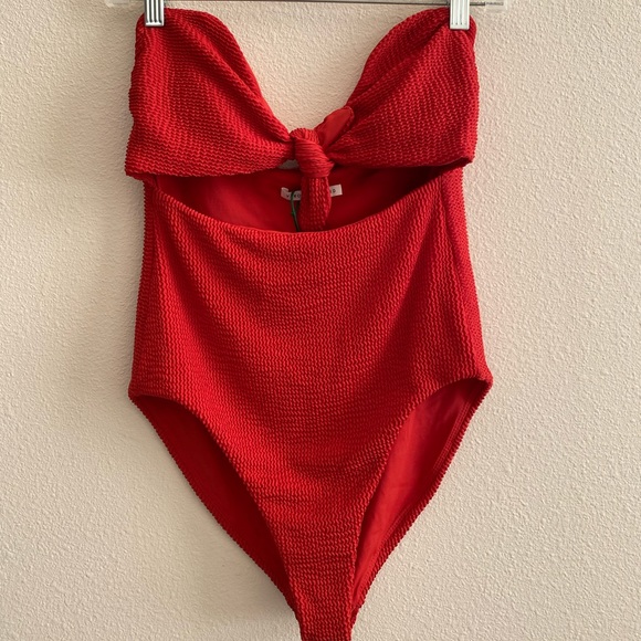 VERONICA BEARD Bethany Strapless Cutout One-piece Swimsuit Vintage Red Size S - Picture 5 of 5